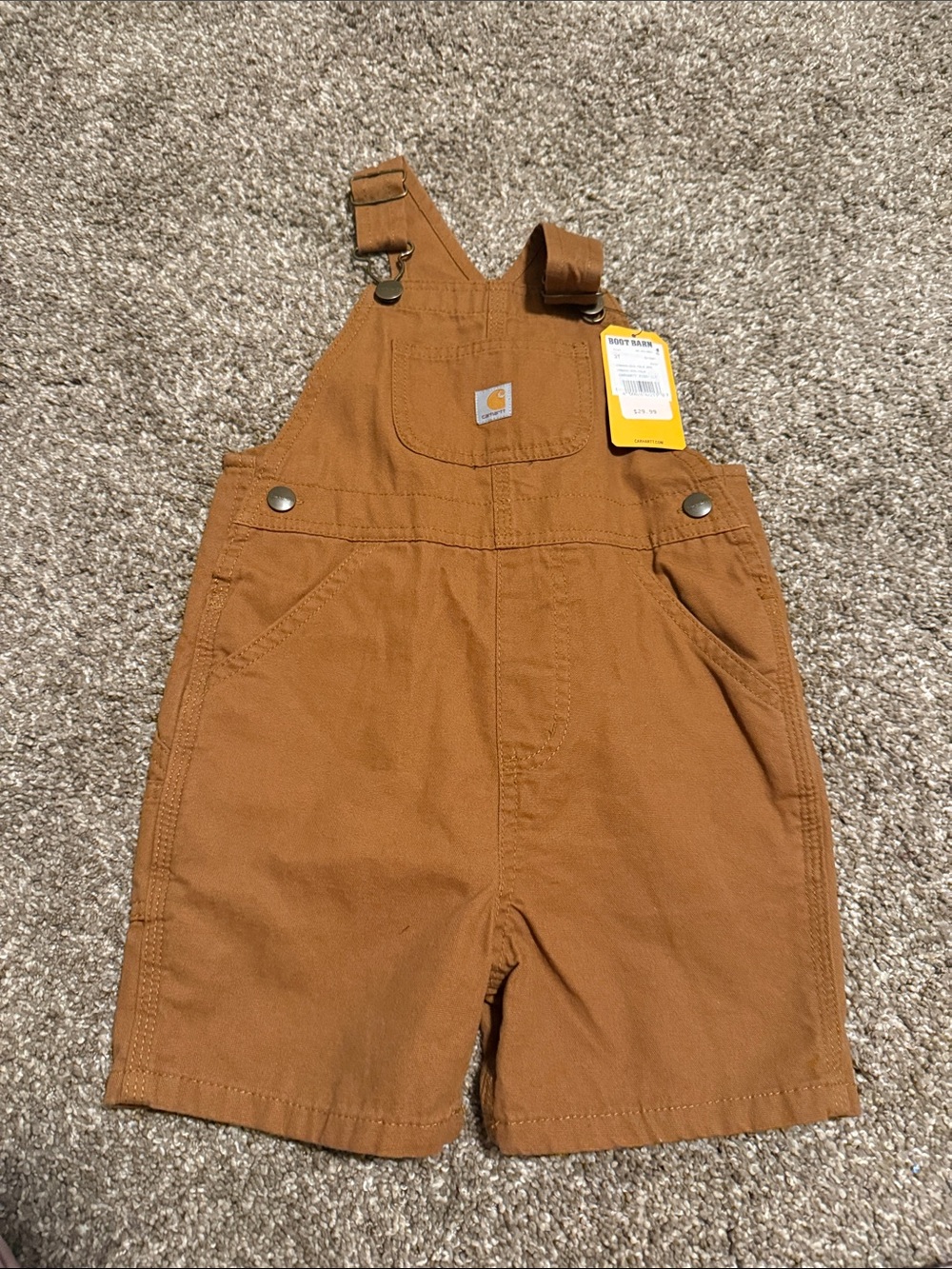 Carhartt Kids' Tan Short Overalls Shirts with Front Pocket